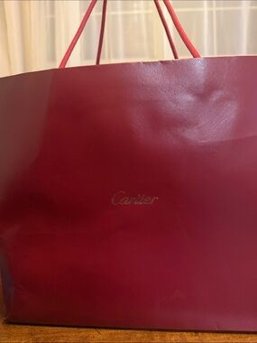 Cartier Burgundy Red Gift Bag with Gold Logo
